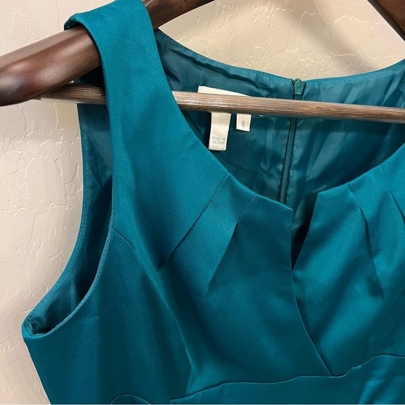 London Times Teal green satin cocktail dress, knee length, bodycon, size 8 - Picture 9 of 16